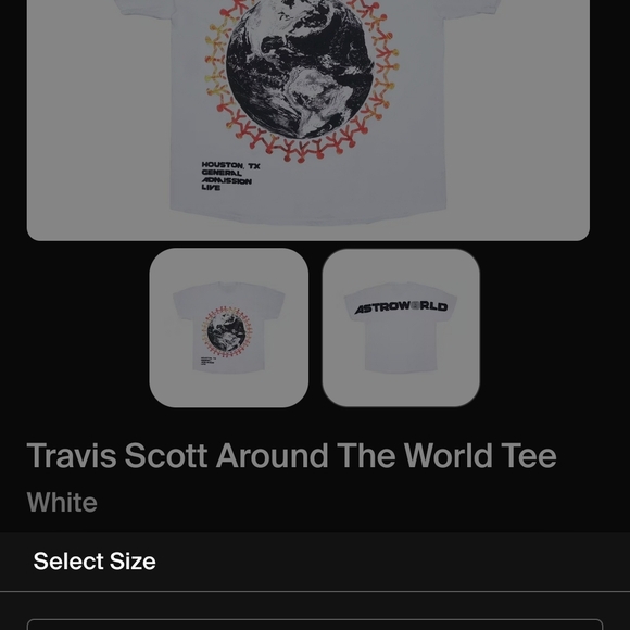 Travis Scott White Astroworld Tee with Earth Graphic - Picture 6 of 11